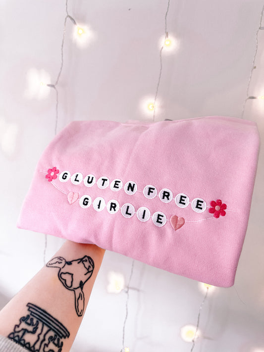 Gluten Free Girlie Friendship Bracelet embroidered crewneck sweatshirt