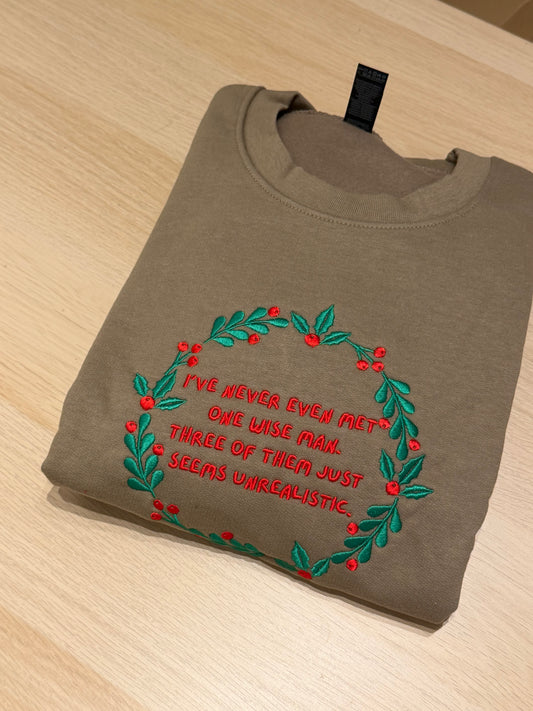 CLEARANCE Three Wise Men embroidered sweatshirt - Tired Girl Apparel