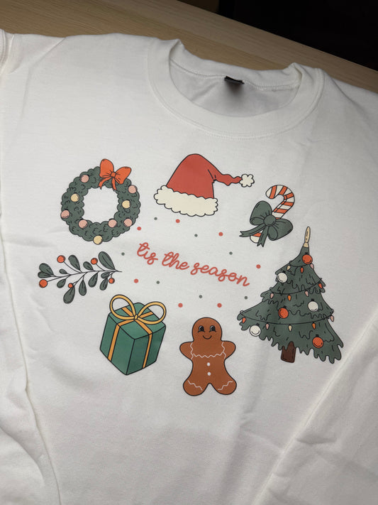 CLEARANCE `Tis The Season printed sweatshirt - Tired Girl Apparel