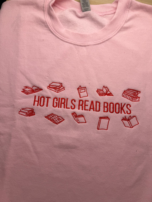CLEARANCE Hot Girls Read Books crewneck - Tired Girl Apparel