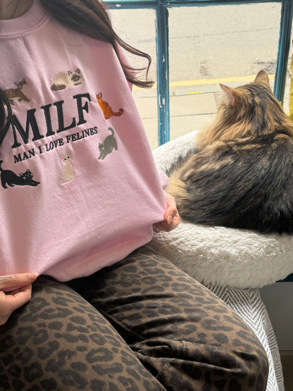 Man I Love Felines embroidered sweatshirt