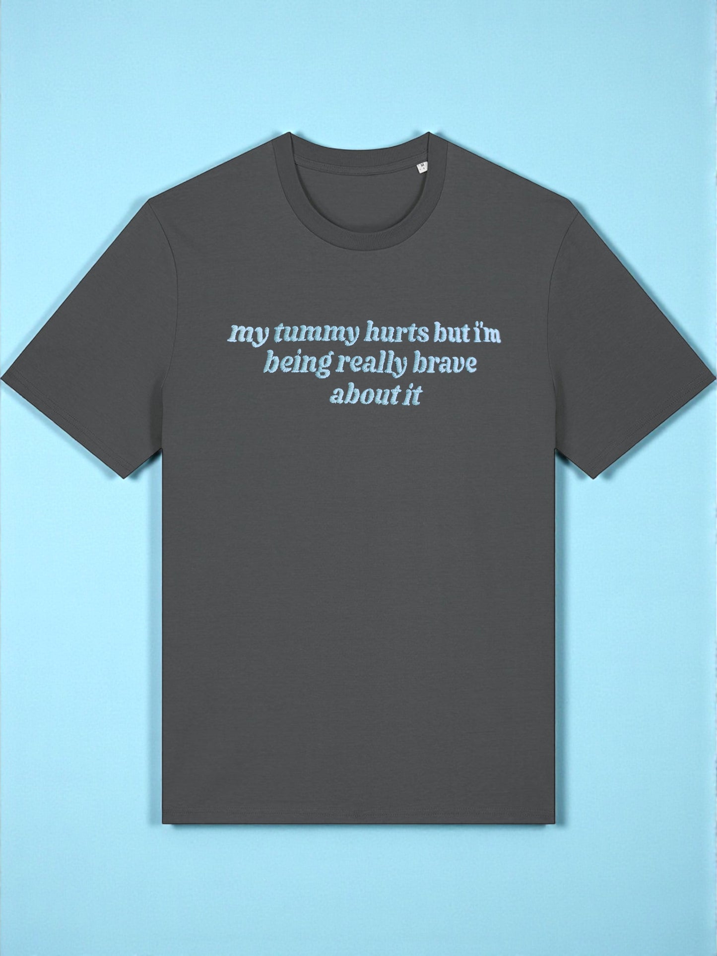 My Tummy Hurts But I'm Being Really Brave About It embroidered tee - Tired Girl Apparel