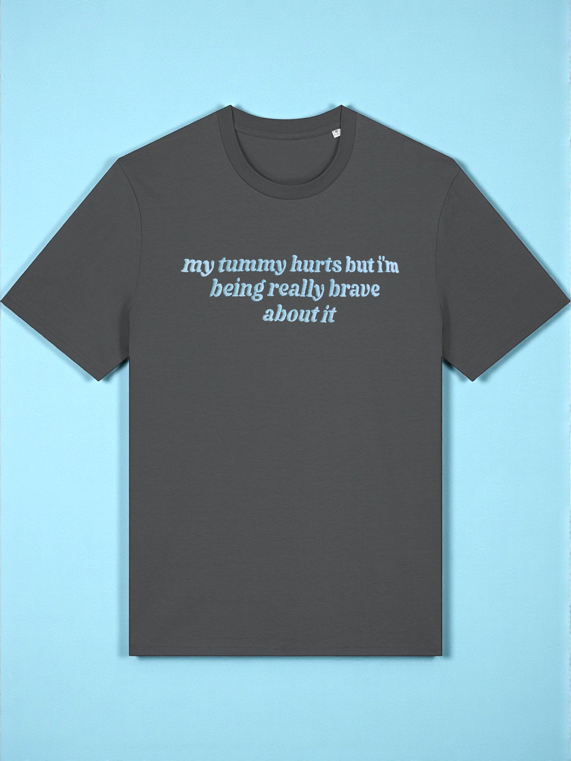 My Tummy Hurts But I'm Being Really Brave About It embroidered tee - Tired Girl Apparel