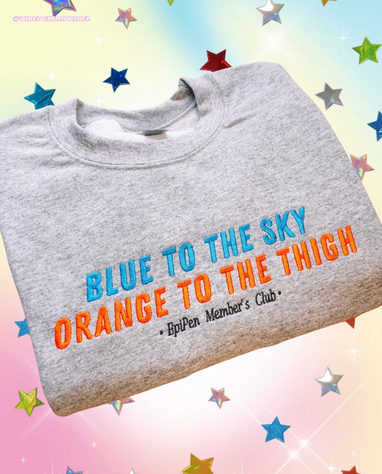 Blue To The Sky, Orange To The Thigh embroidered sweatshirt