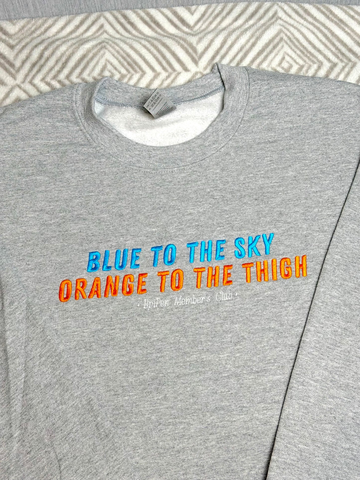 CLEARANCE Blue To The Sky, Orange To The Thigh sweatshirt - Tired Girl Apparel