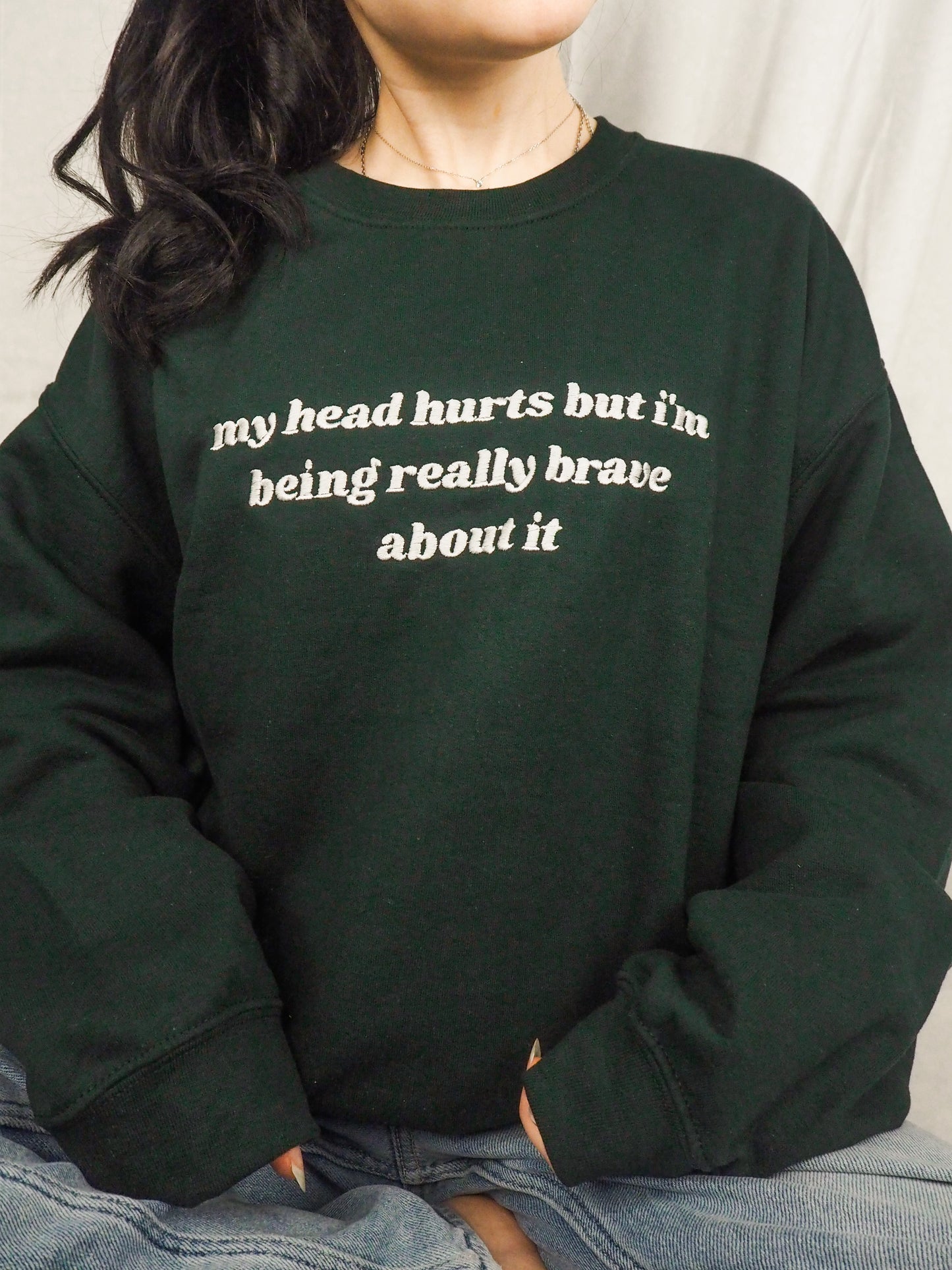 My Head Hurts embroidered crewneck sweatshirt