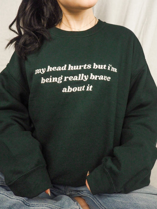 My Head Hurts embroidered crewneck sweatshirt