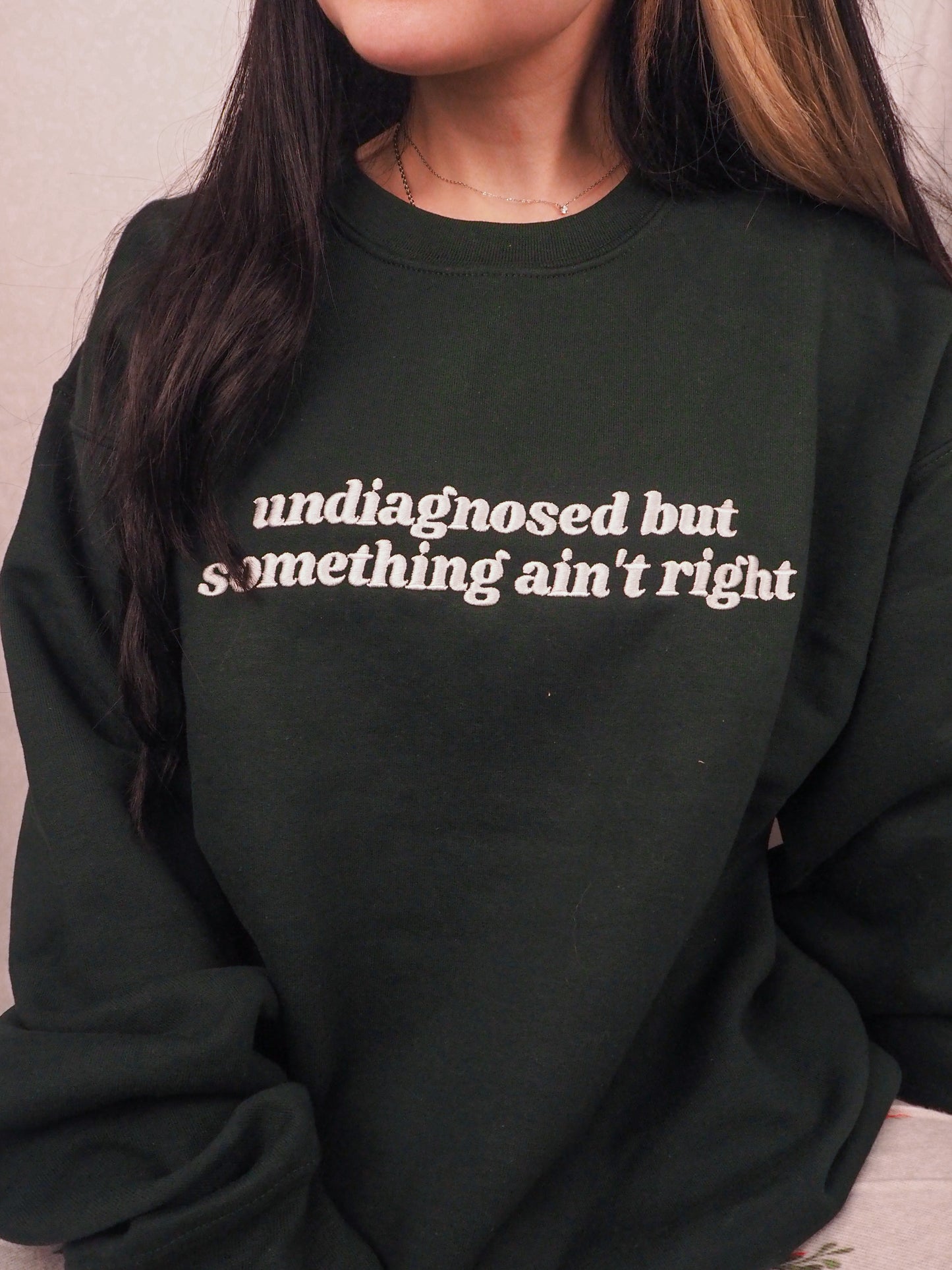 Undiagnosed But Something Ain’t Right embroidered crewneck sweatshirt