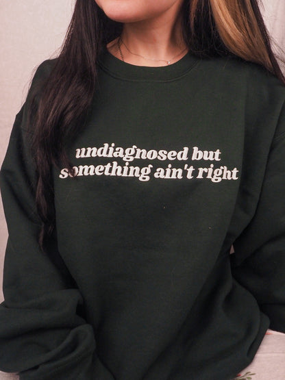 Undiagnosed But Something Ain’t Right embroidered crewneck sweatshirt