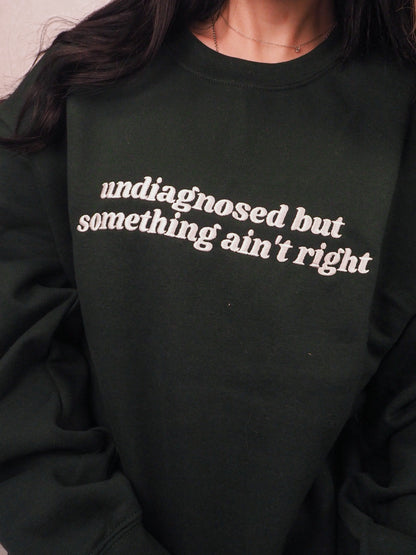 Undiagnosed But Something Ain’t Right embroidered crewneck sweatshirt