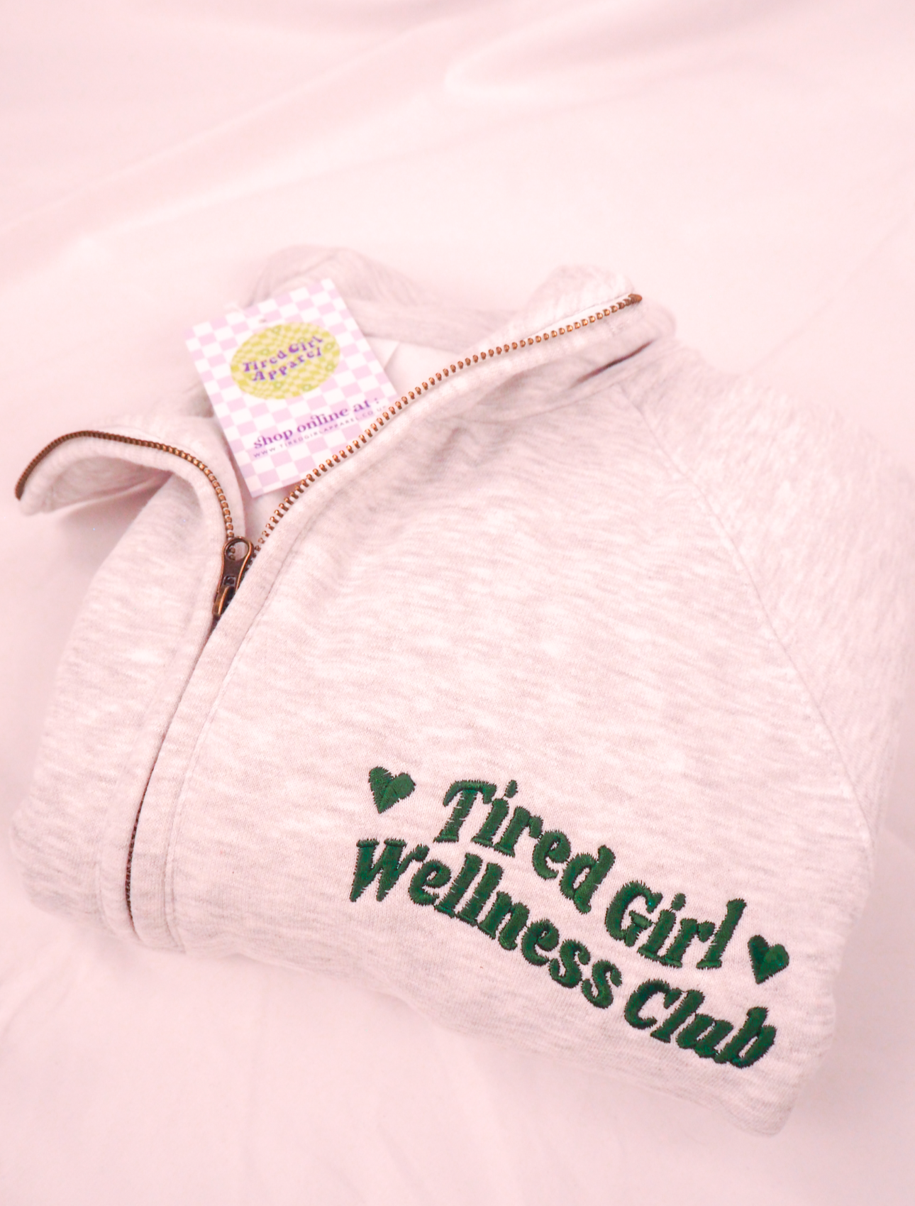 Tired Girl Wellness Club zip neck sweatshirt