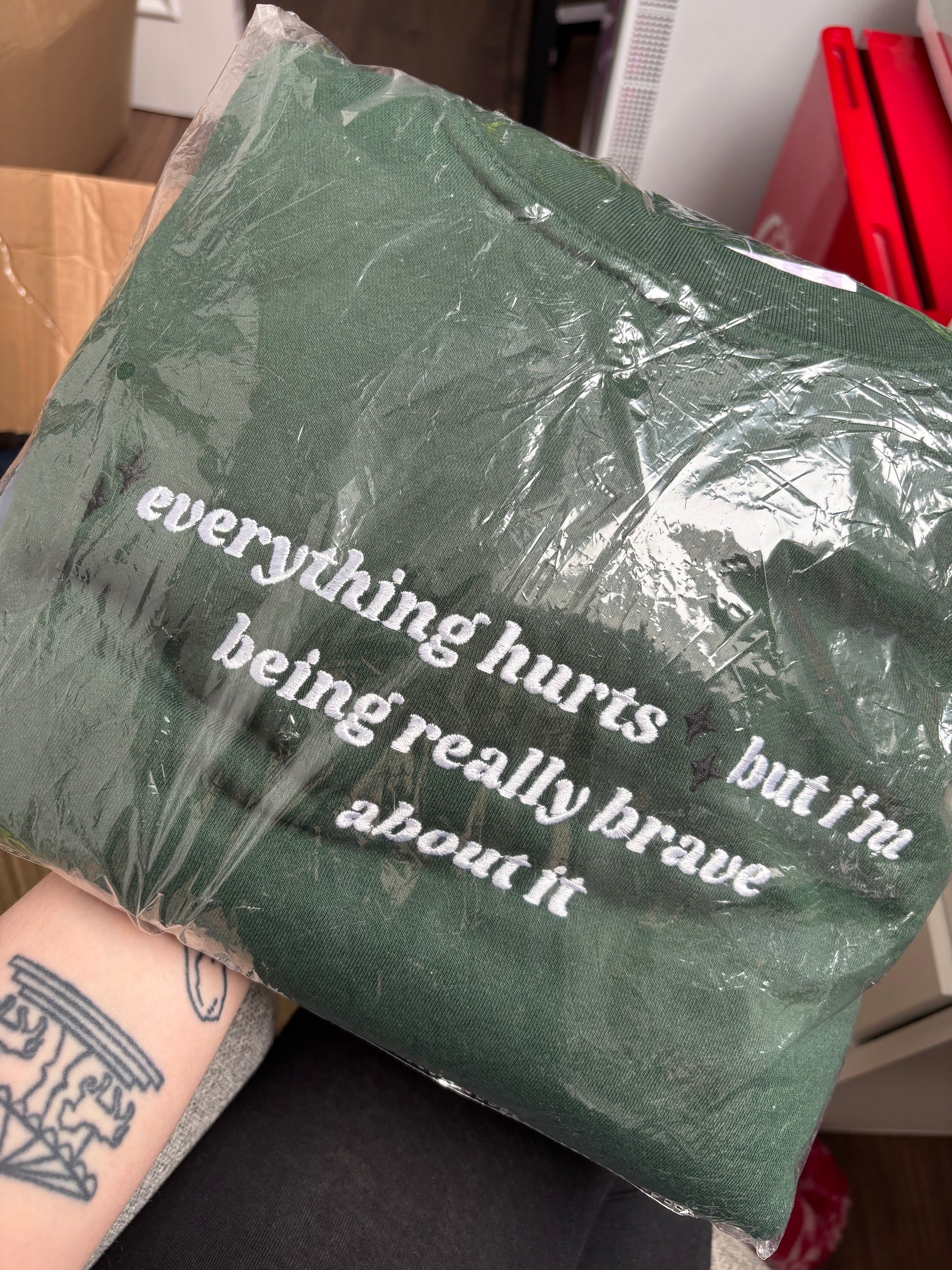 READY TO SHIP - Everything Hurts crewneck - Tired Girl Apparel