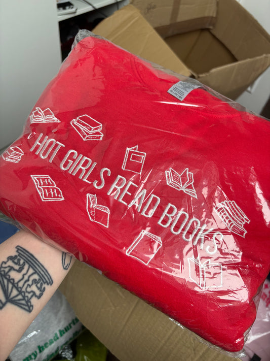 READY TO SHIP - Hot Girls Read Books sweatshirt - Tired Girl Apparel
