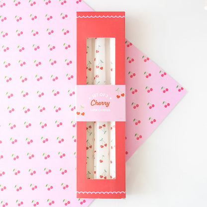 Cherry Hearts Taper Candles - Pack of 3