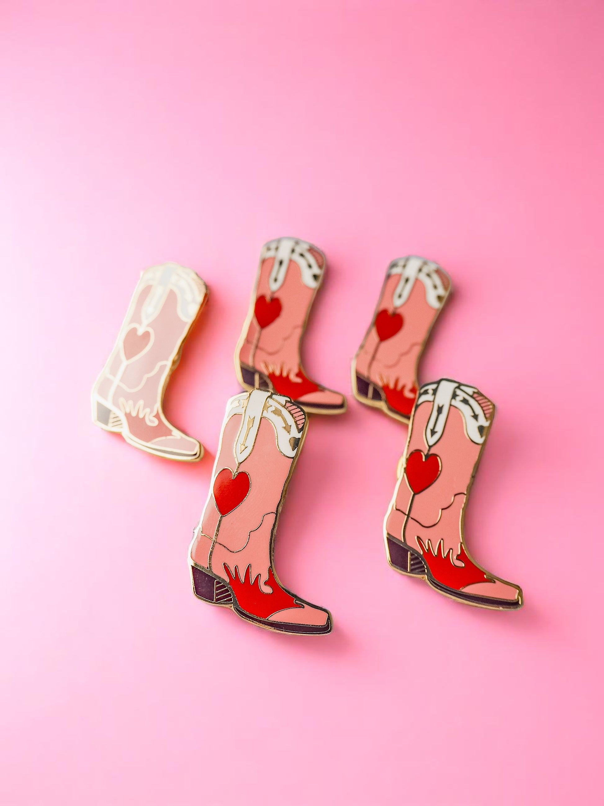 Pink Cowboy Boot enamel pin - Tired Girl Apparel