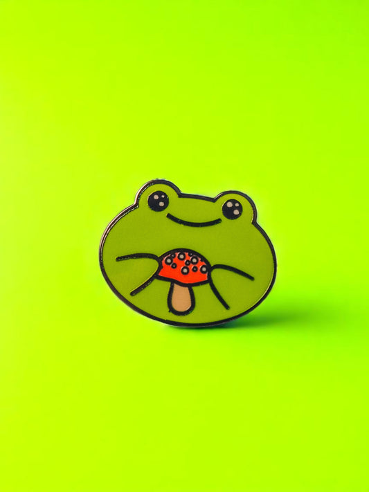 Mushroom Froggie enamel pin - Tired Girl Apparel