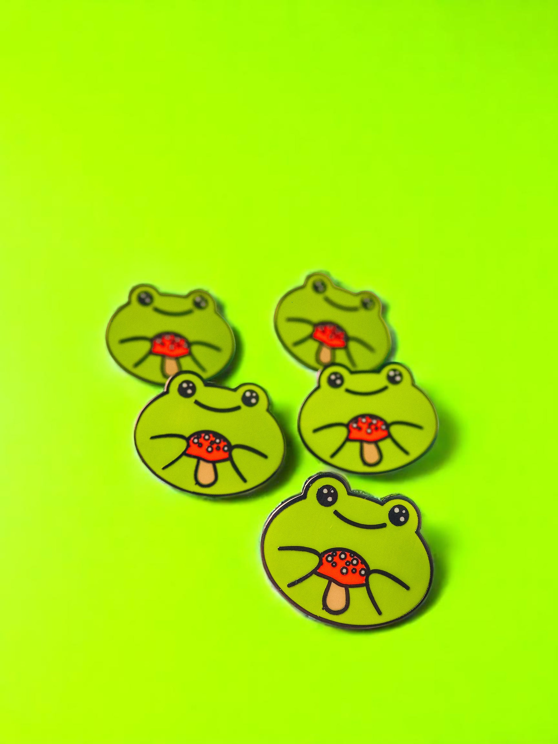 Mushroom Froggie enamel pin - Tired Girl Apparel