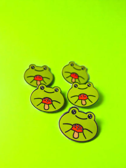 Mushroom Froggie enamel pin - Tired Girl Apparel