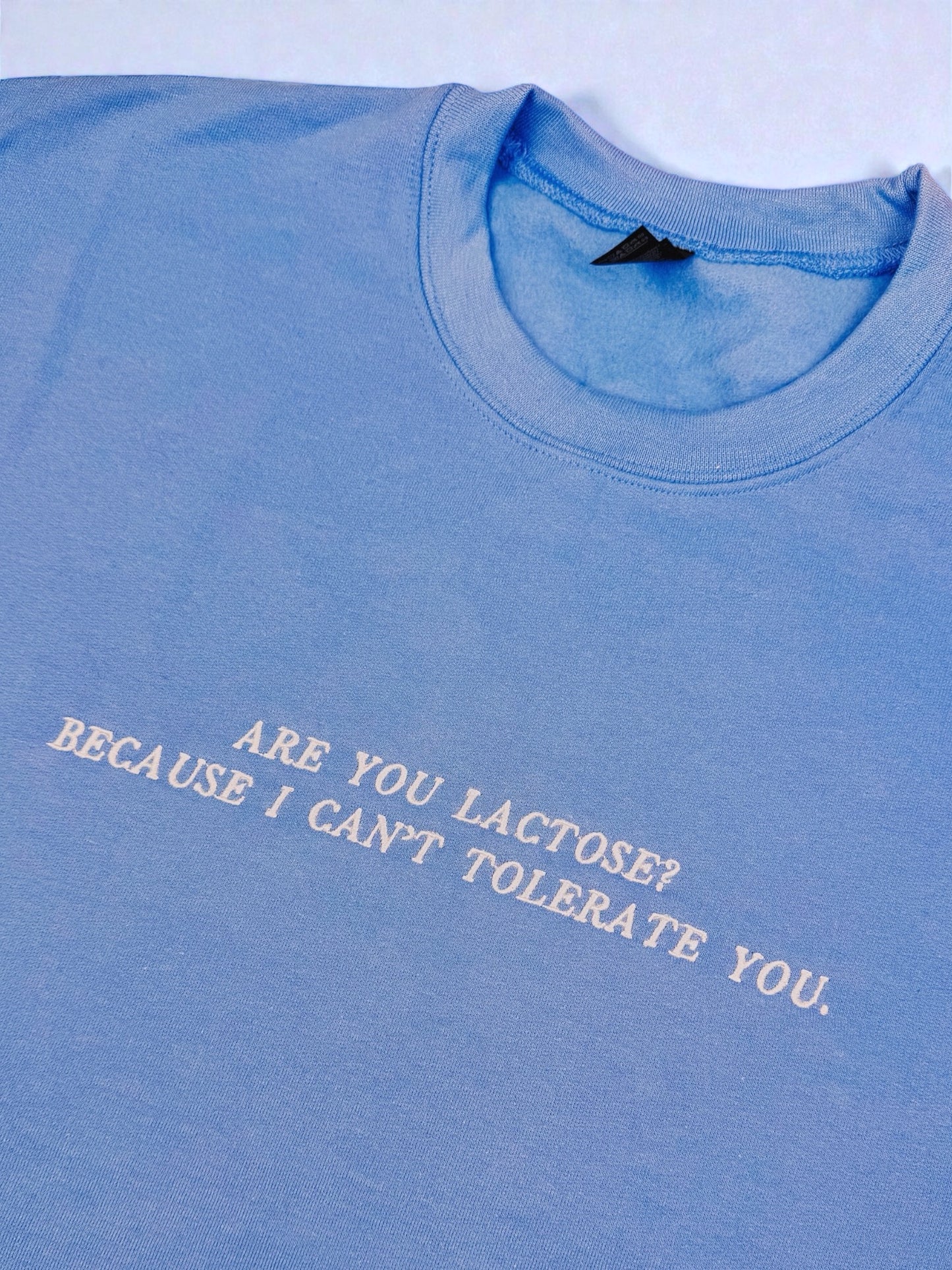 Are You Lactose? Because I Can't Tolerate You embroidered sweatshirt - Tired Girl Apparel