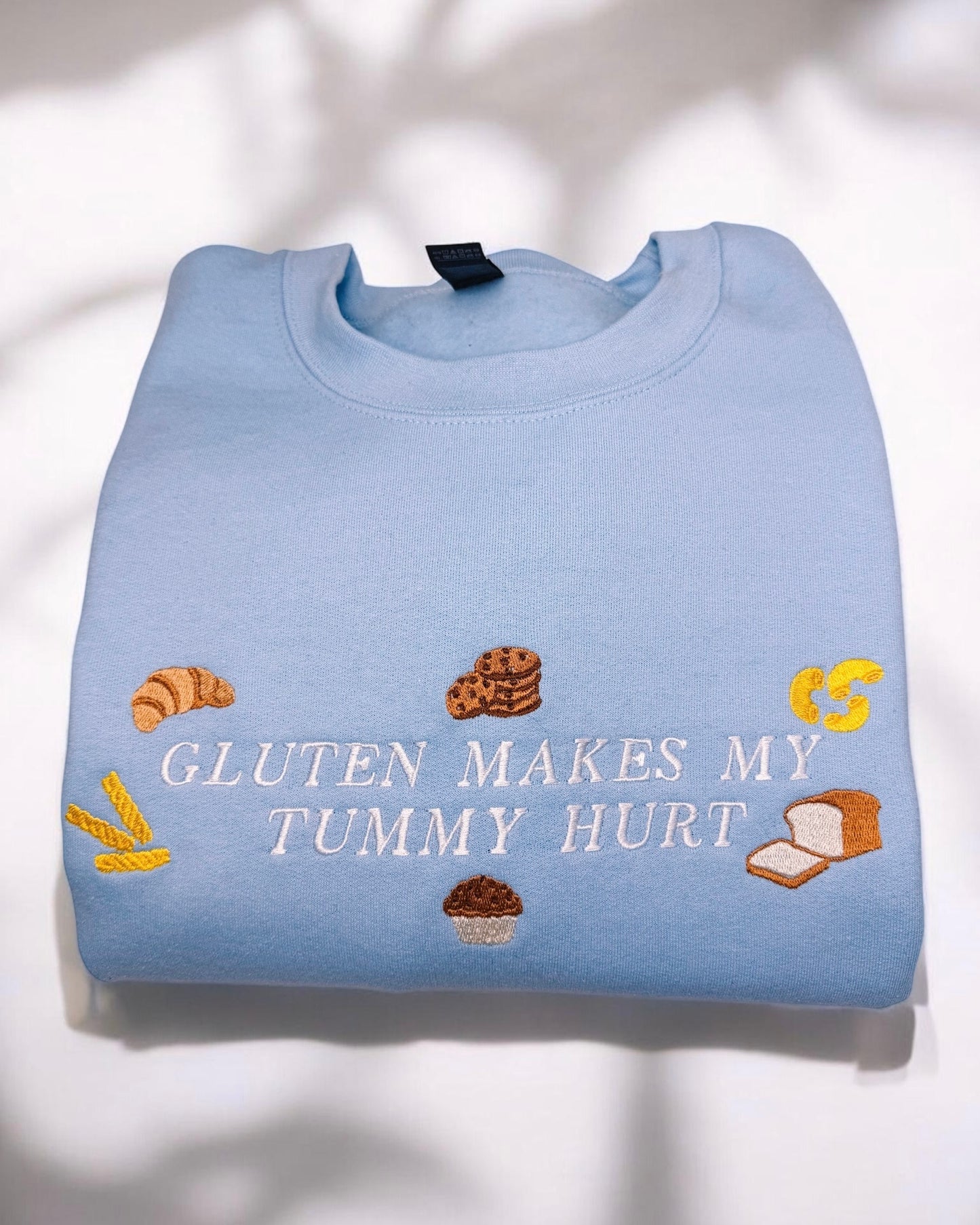 Gluten Hurts My Tummy embroidered sweatshirt - Tired Girl Apparel