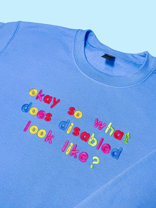 Okay So What Does Disabled Look Like? embroidered sweatshirt