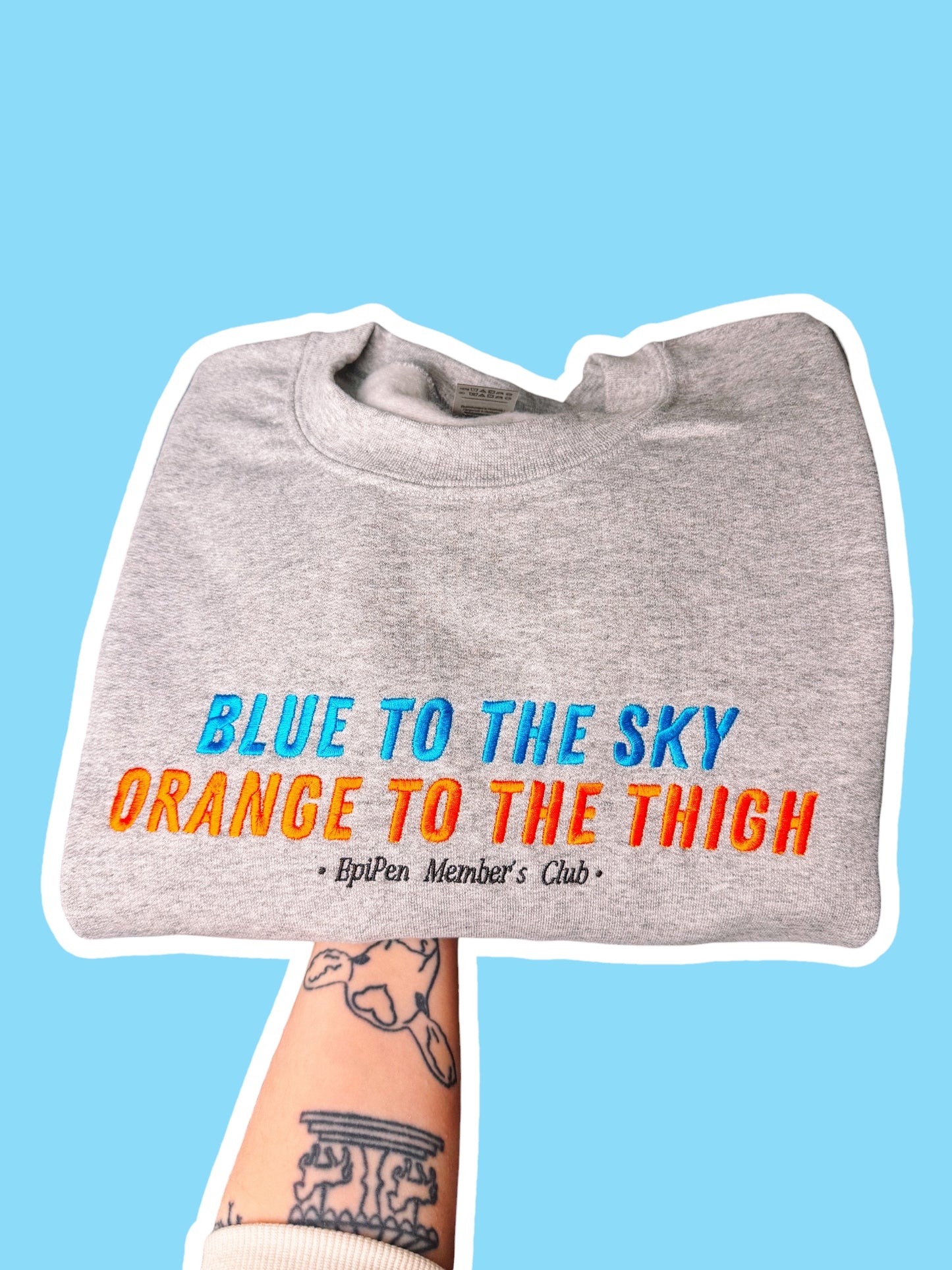 Blue To The Sky, Orange To The Thigh embroidered sweatshirt