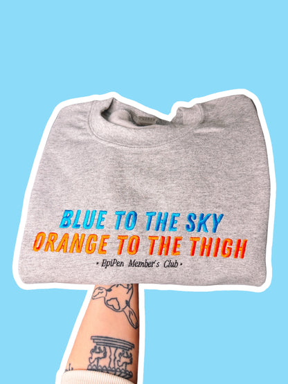 Blue To The Sky, Orange To The Thigh embroidered sweatshirt