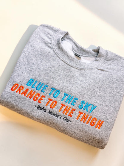 Blue To The Sky, Orange To The Thigh embroidered sweatshirt