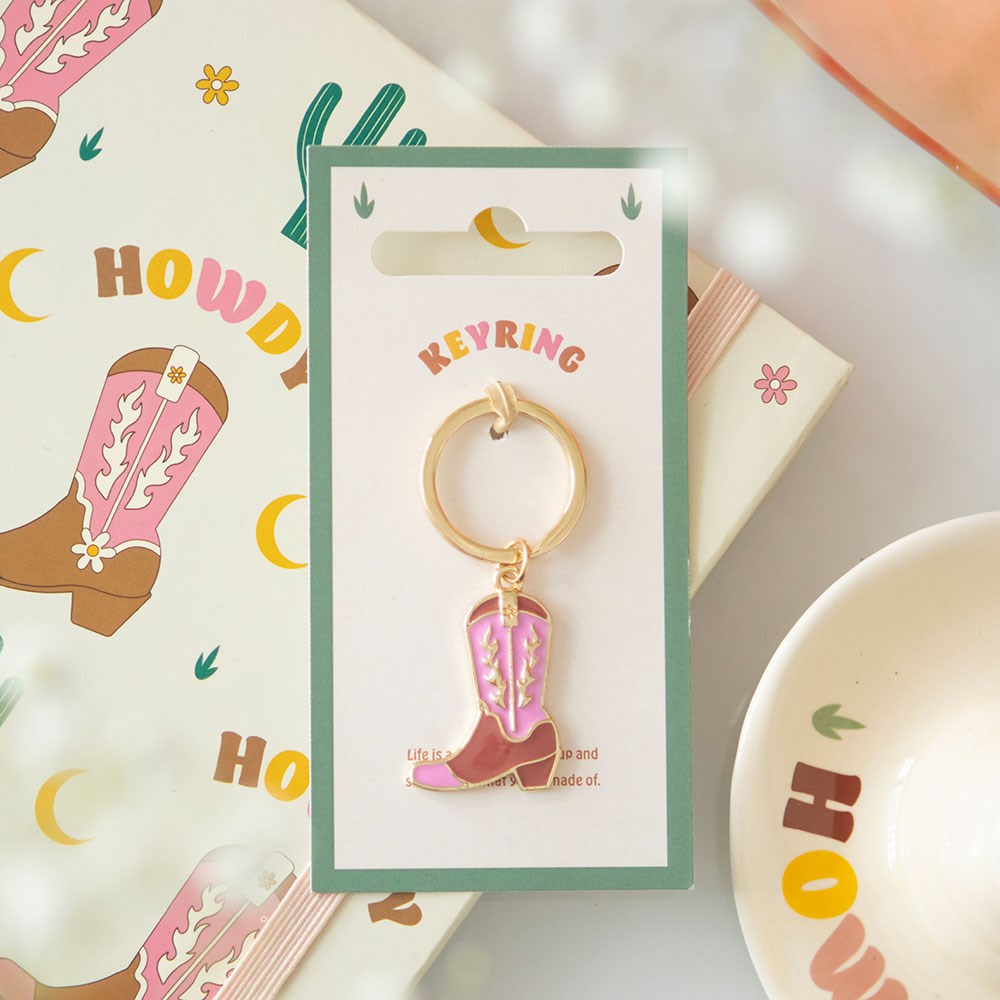 Pink Cowboy Boot keyring