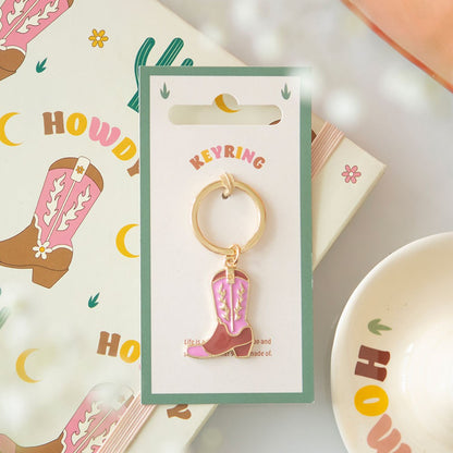 Pink Cowboy Boot keyring