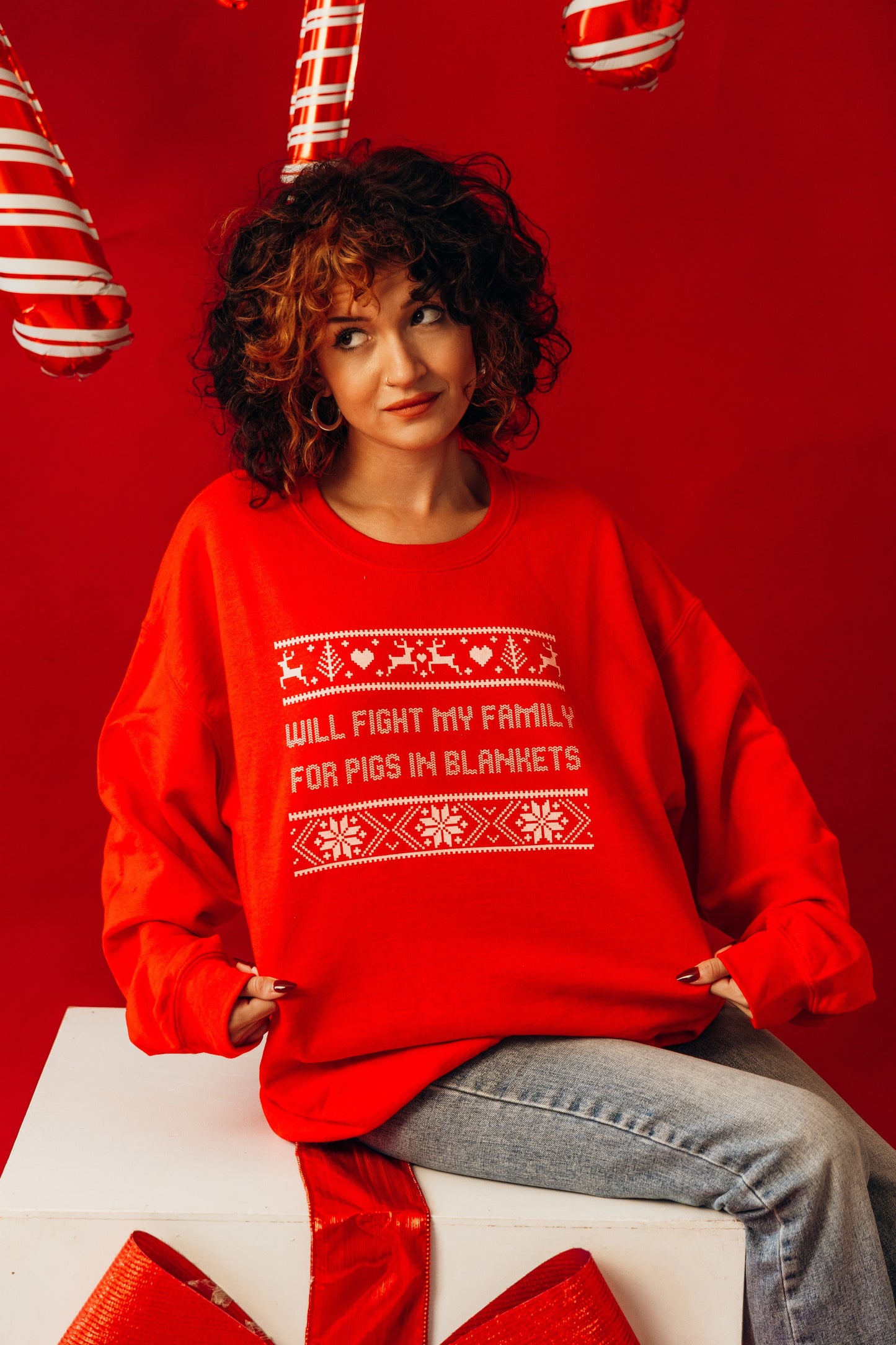 Will Fight My Family For Pigs In Blankets printed sweatshirt