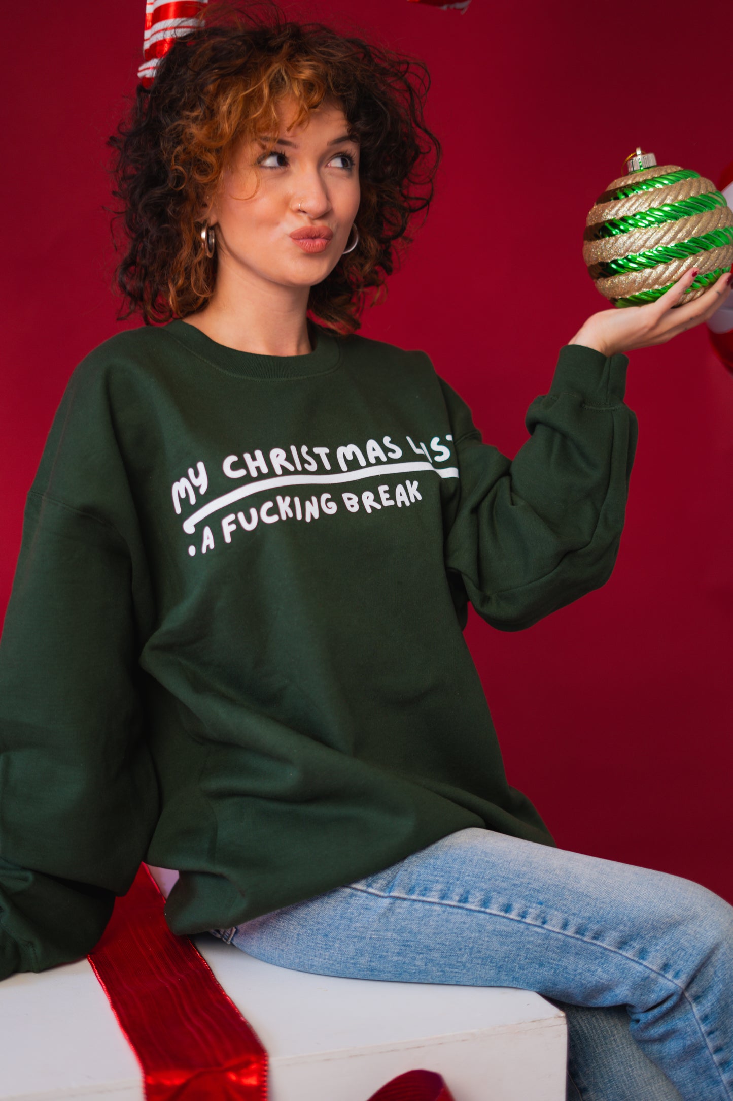 My Christmas List printed sweatshirt