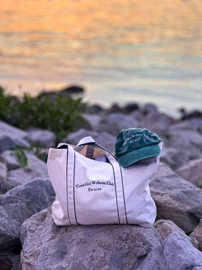 Tired Girl Wellness Club embroidered tote bag - Tired Girl Apparel