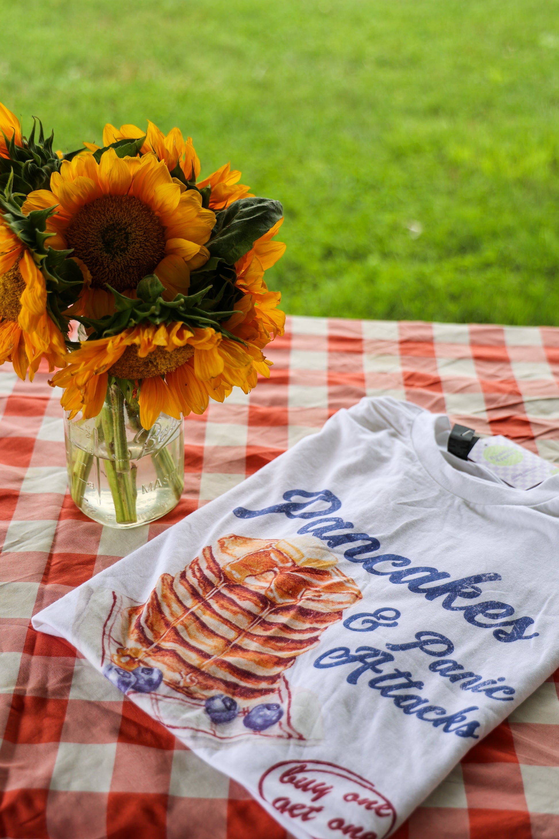 Pancakes & Panic Attacks printed tee - Tired Girl Apparel