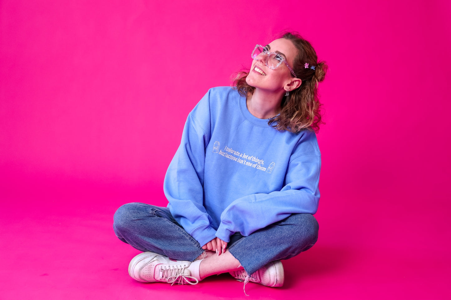 I Don’t Tolerate Lactose embroidered crewneck sweatshirt - Tired Girl Apparel
