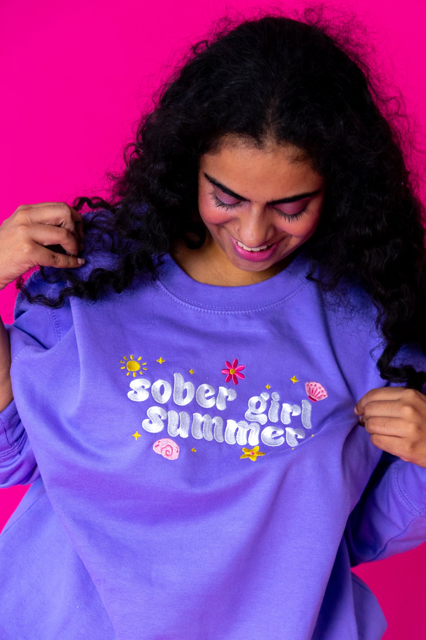 Sober Girl Summer embroidered crewneck sweatshirt - Tired Girl Apparel