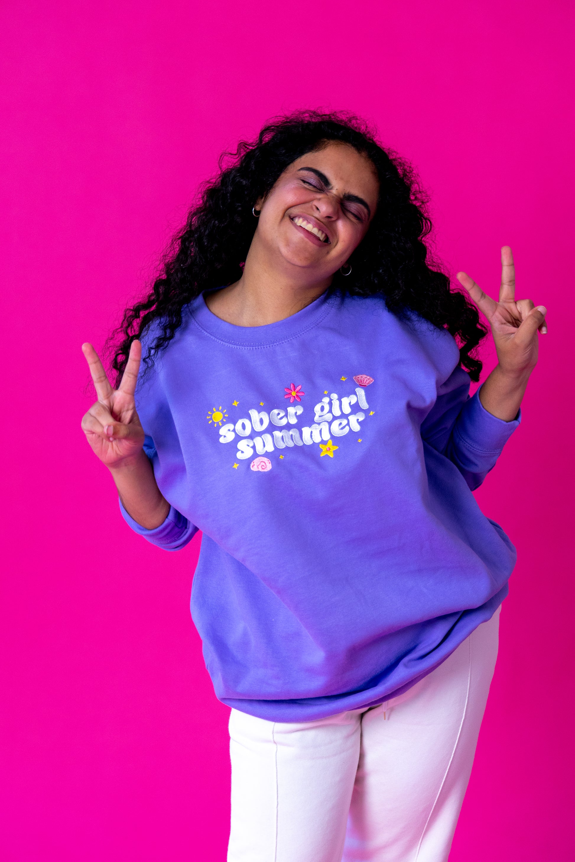 Sober Girl Summer embroidered crewneck sweatshirt - Tired Girl Apparel