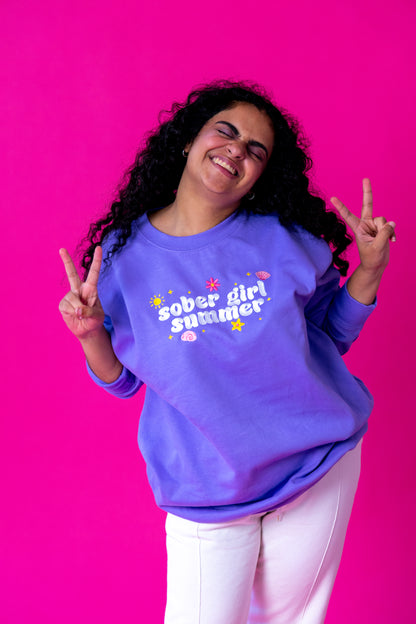 Sober Girl Summer embroidered crewneck sweatshirt - Tired Girl Apparel