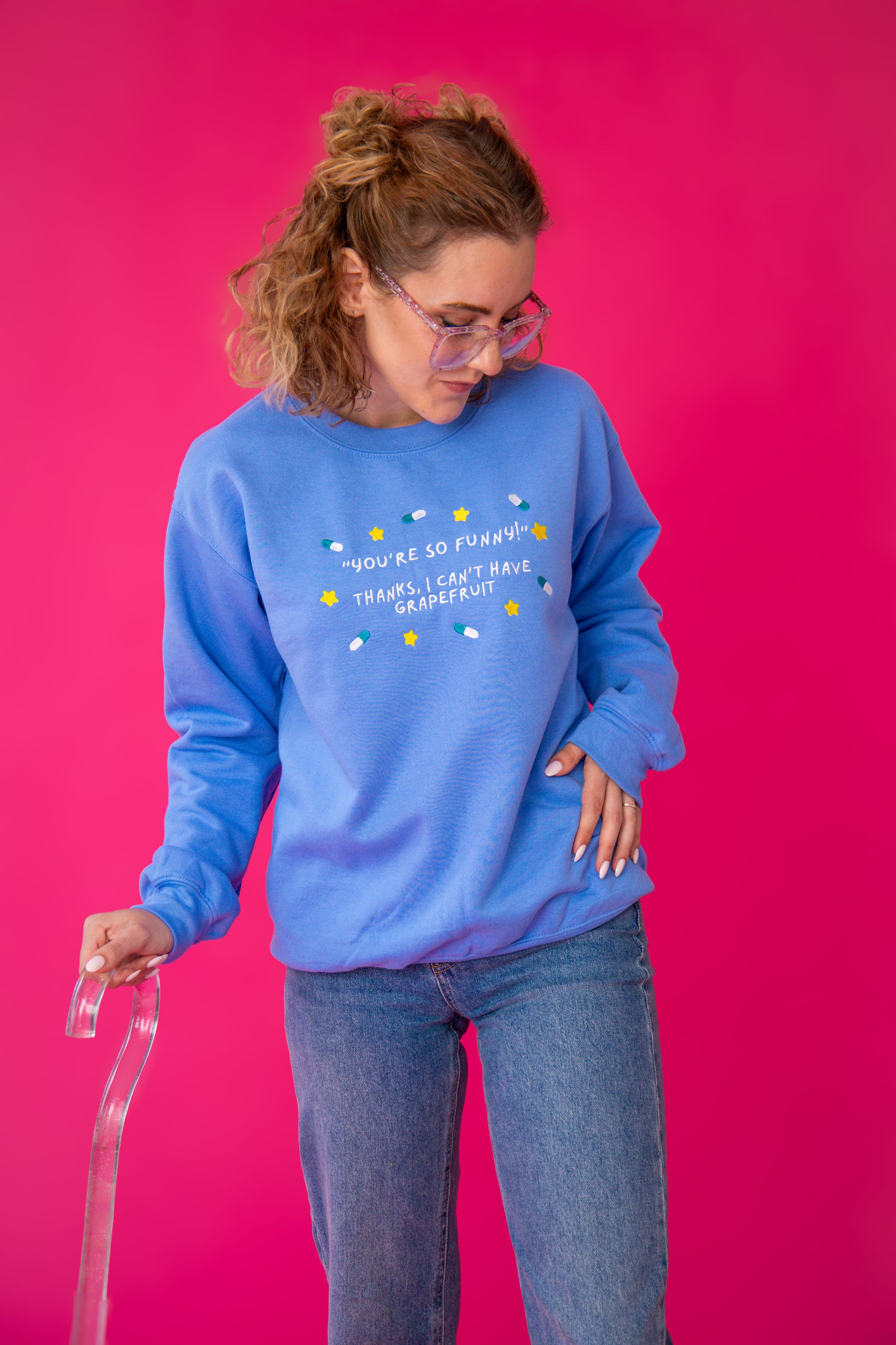 “You’re so funny” embroidered sweatshirt - Tired Girl Apparel