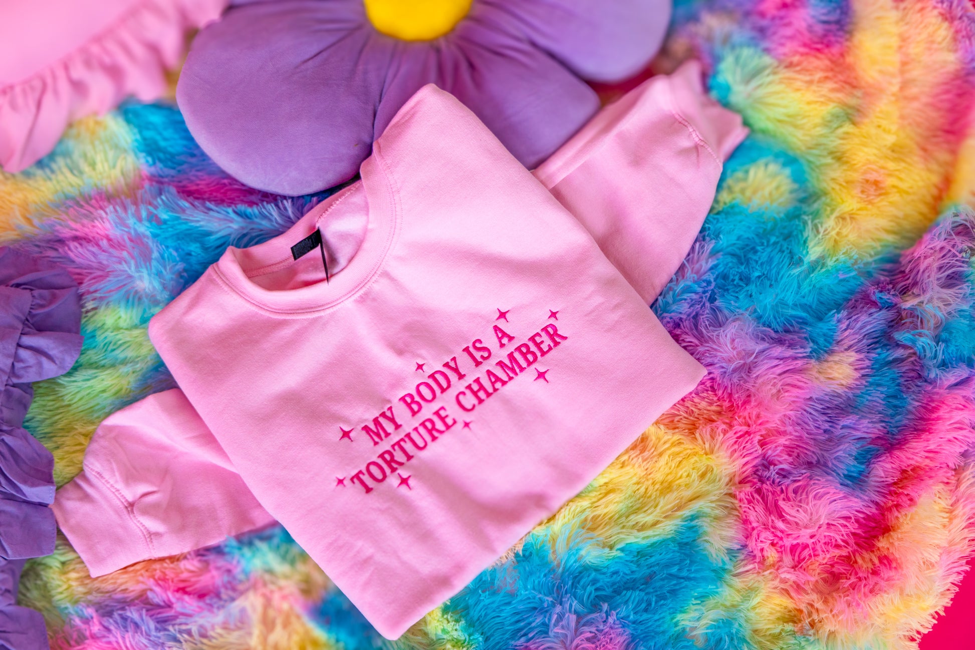 My Body Is A Torture Chamber embroidered crewneck sweatshirt - Tired Girl Apparel