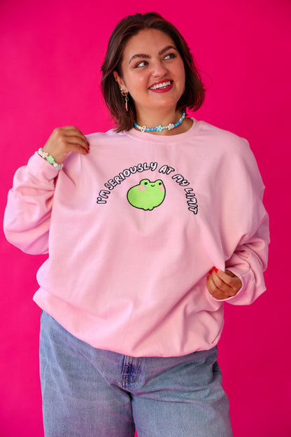 I’m Seriously At My Limit embroidered crewneck sweatshirt - Tired Girl Apparel