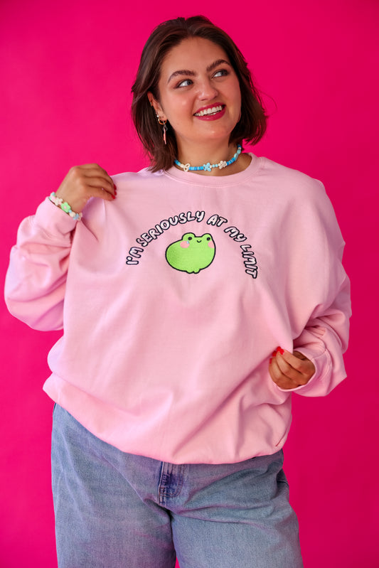 I’m Seriously At My Limit embroidered crewneck sweatshirt - Tired Girl Apparel