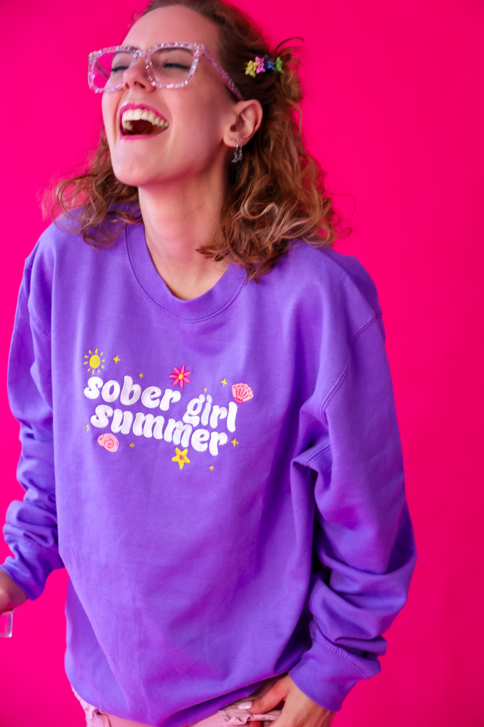 Sober Girl Summer embroidered crewneck sweatshirt - Tired Girl Apparel