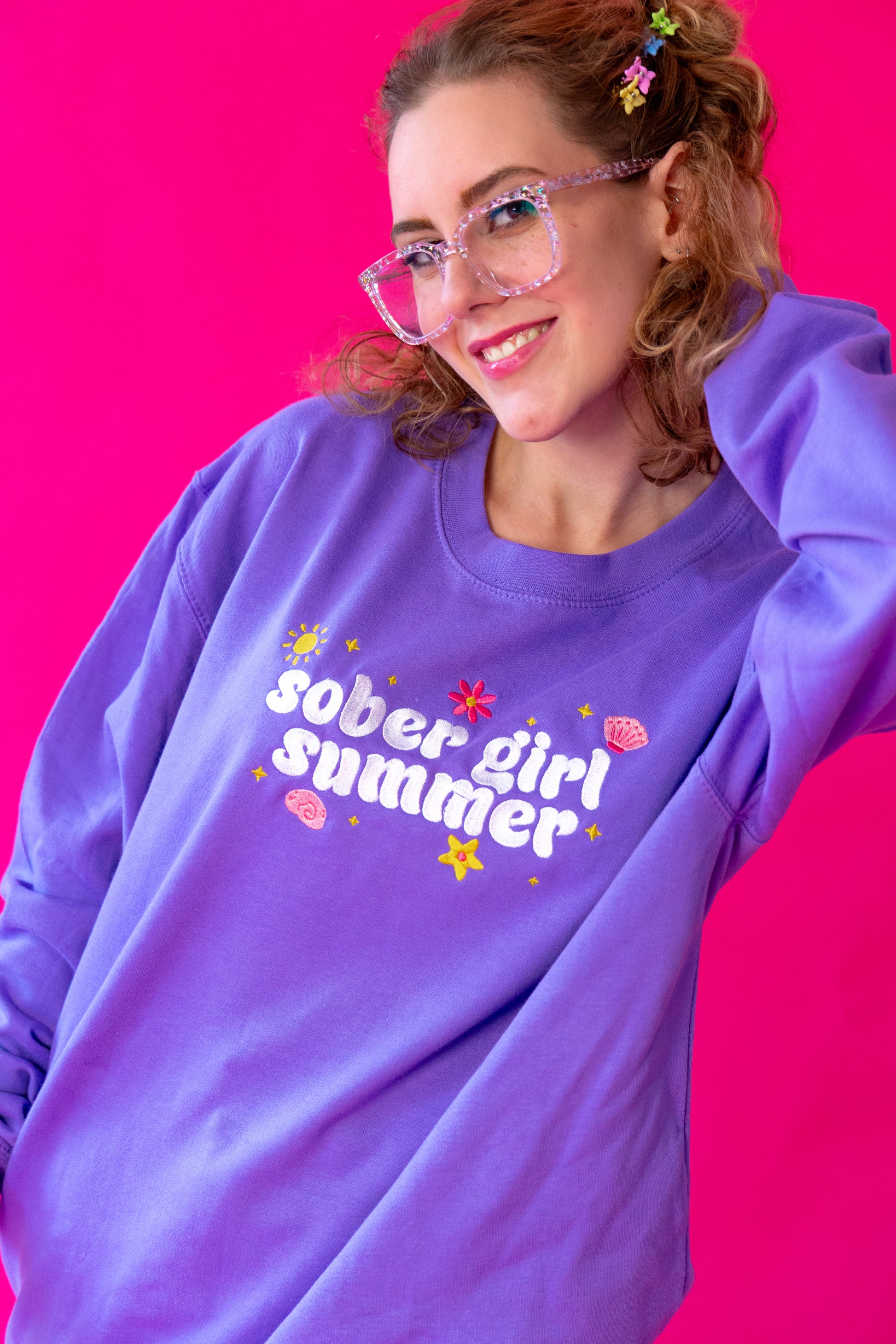 Sober Girl Summer embroidered crewneck sweatshirt - Tired Girl Apparel