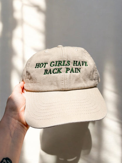 Hot Girls Have Back Pain embroidered baseball cap - Tired Girl Apparel