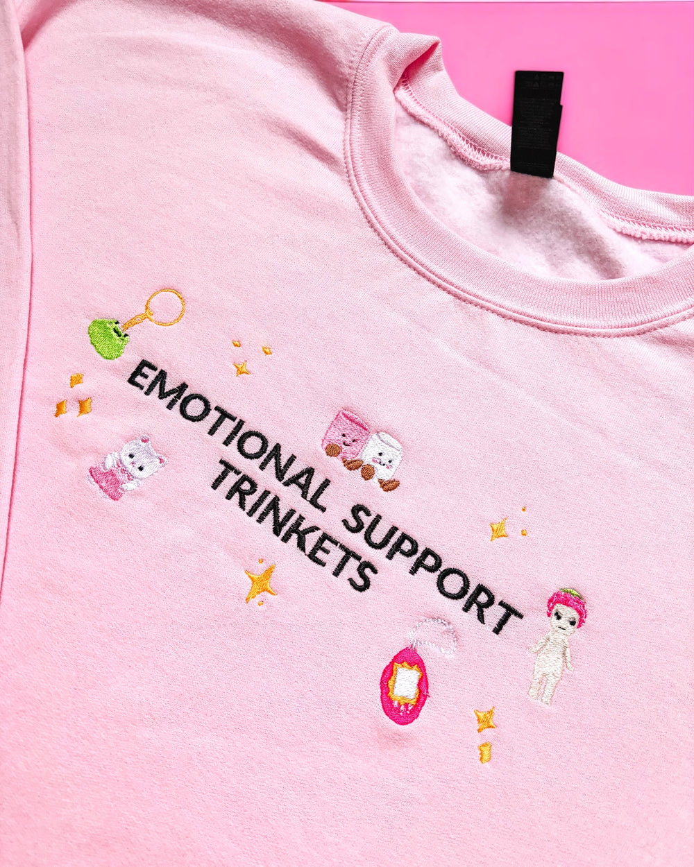Emotional Support Trinkets embroidered crewneck sweatshirt - Tired Girl Apparel