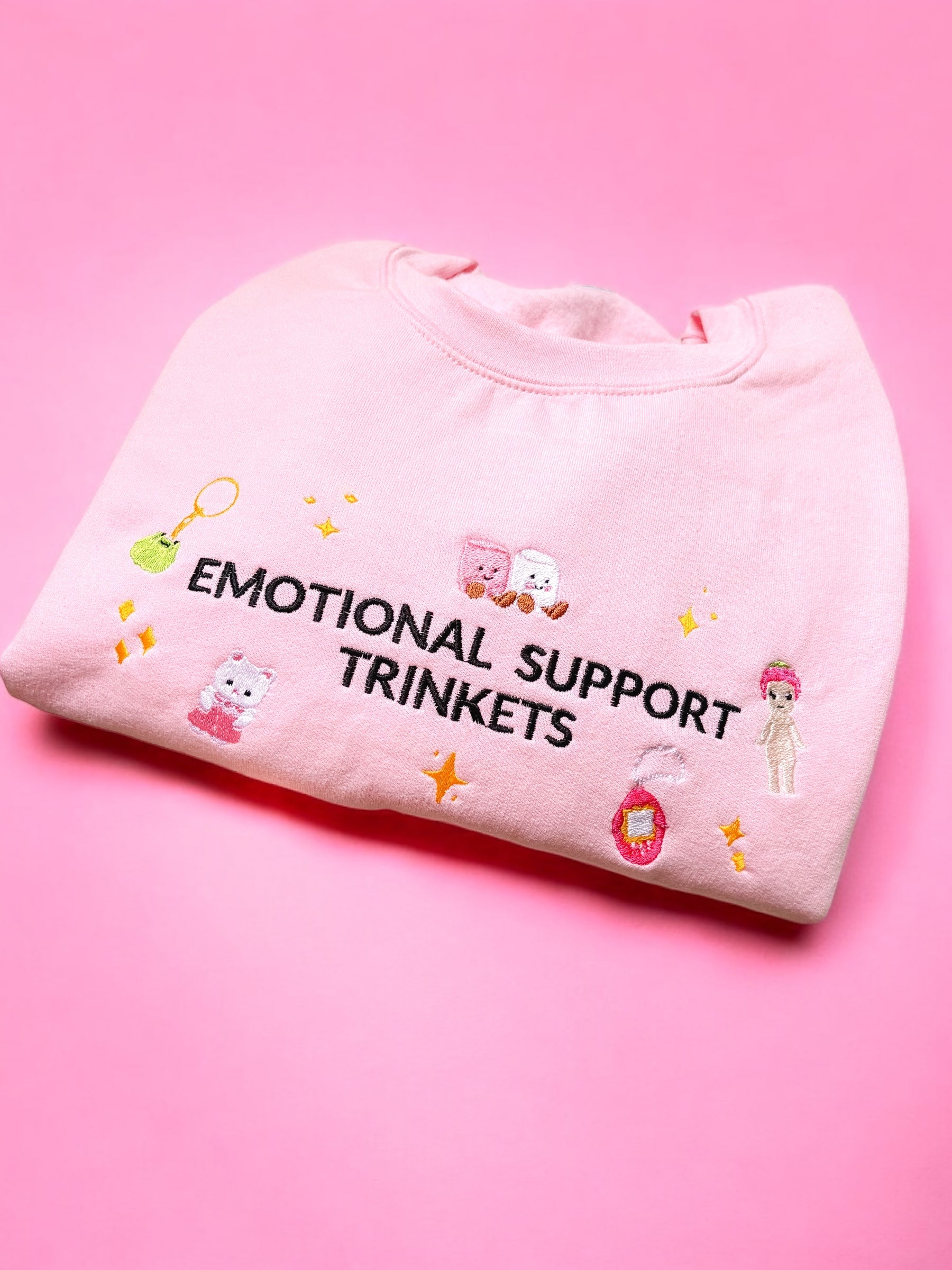 Emotional Support Trinkets embroidered crewneck sweatshirt - Tired Girl Apparel