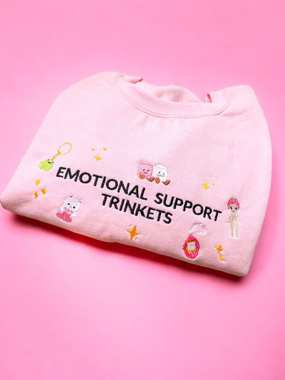 Emotional Support Trinkets embroidered crewneck sweatshirt - Tired Girl Apparel
