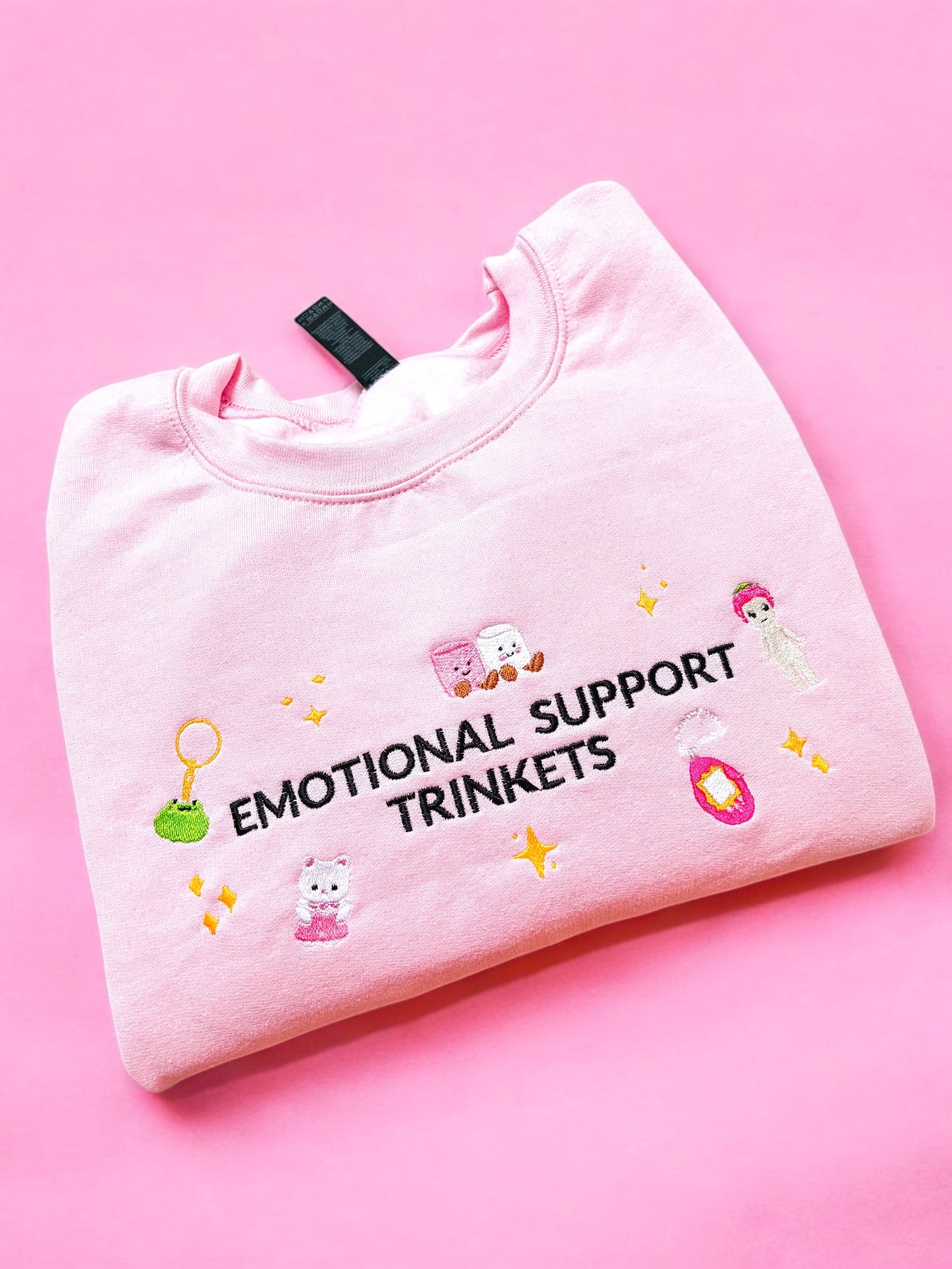 Emotional Support Trinkets embroidered crewneck sweatshirt - Tired Girl Apparel