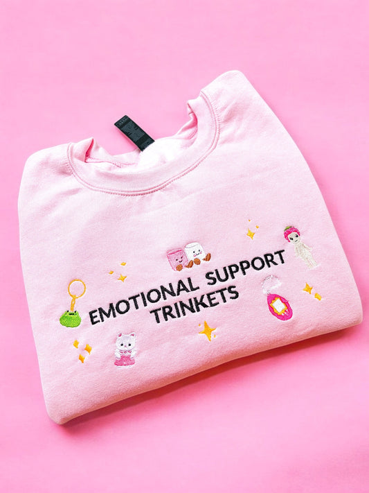 Emotional Support Trinkets embroidered crewneck sweatshirt - Tired Girl Apparel
